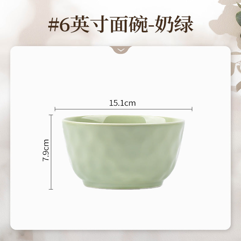康陌防烫碗碟家用套装高颜值耐高温釉下彩奶油风陶瓷餐具家用批发