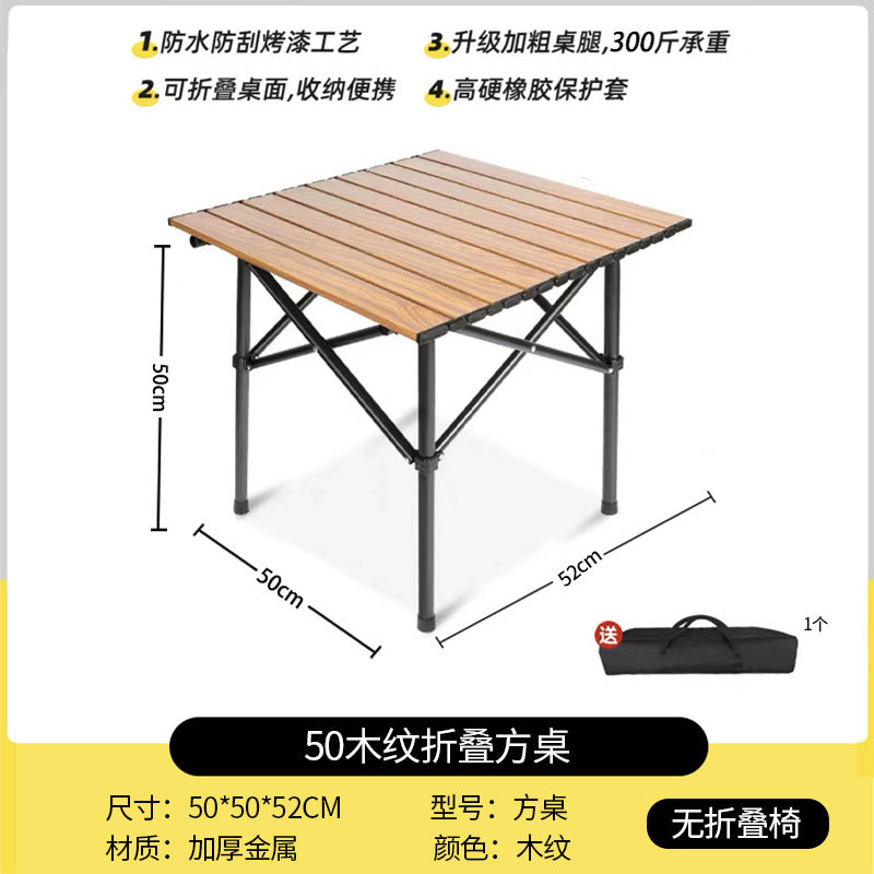 Outdoor Camping Folding Table & Chair Set – Portable Picnic Egg Roll Table Complete Kit