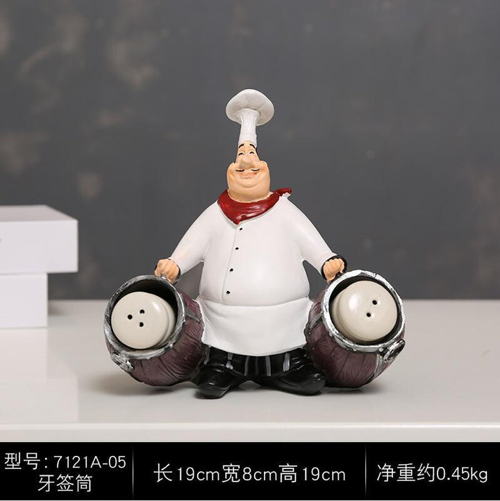 美式乡村创意树脂厨师摆件 家居餐厅咖啡厅时尚装饰功能摆件批发