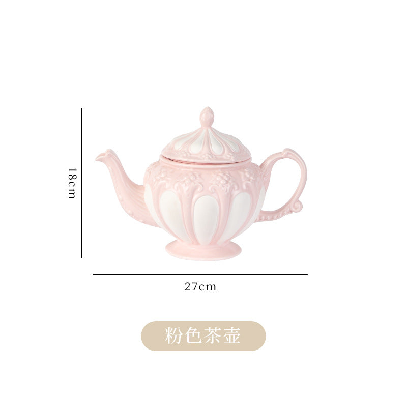 英式浮雕复古宫廷风咖啡杯简约 下午茶套装创意陶瓷水壶 欧式茶杯