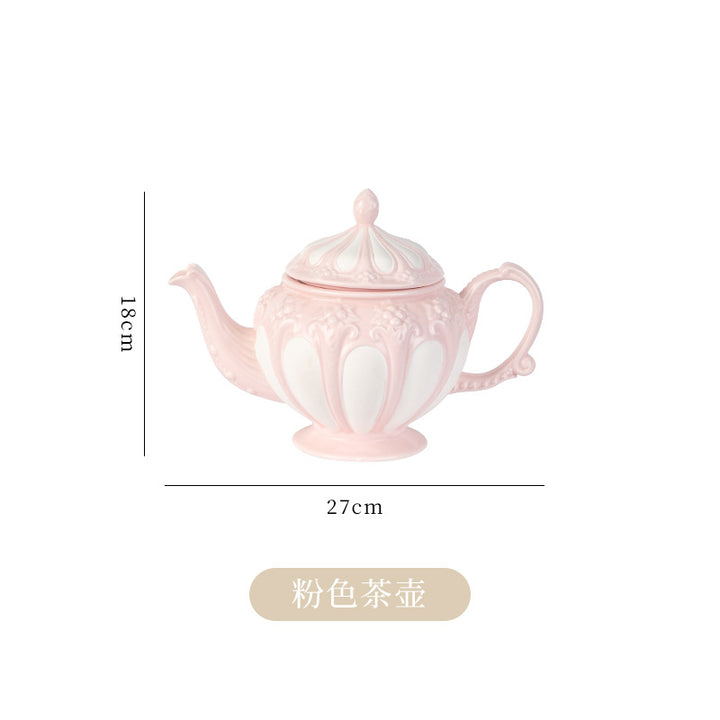 英式浮雕复古宫廷风咖啡杯简约 下午茶套装创意陶瓷水壶 欧式茶杯
