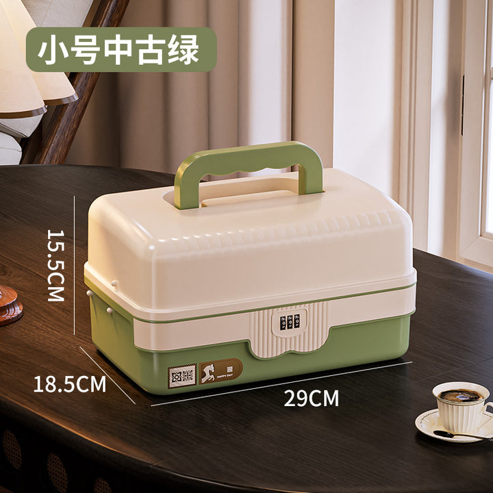 带锁收纳箱家用密码箱贵重物储物箱车载手提隐私文件证件收纳盒
