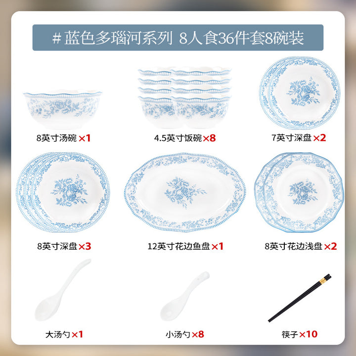 KANGMO Vintage Rose Underglaze Ceramic Set - Modern Minimalist Dining Set