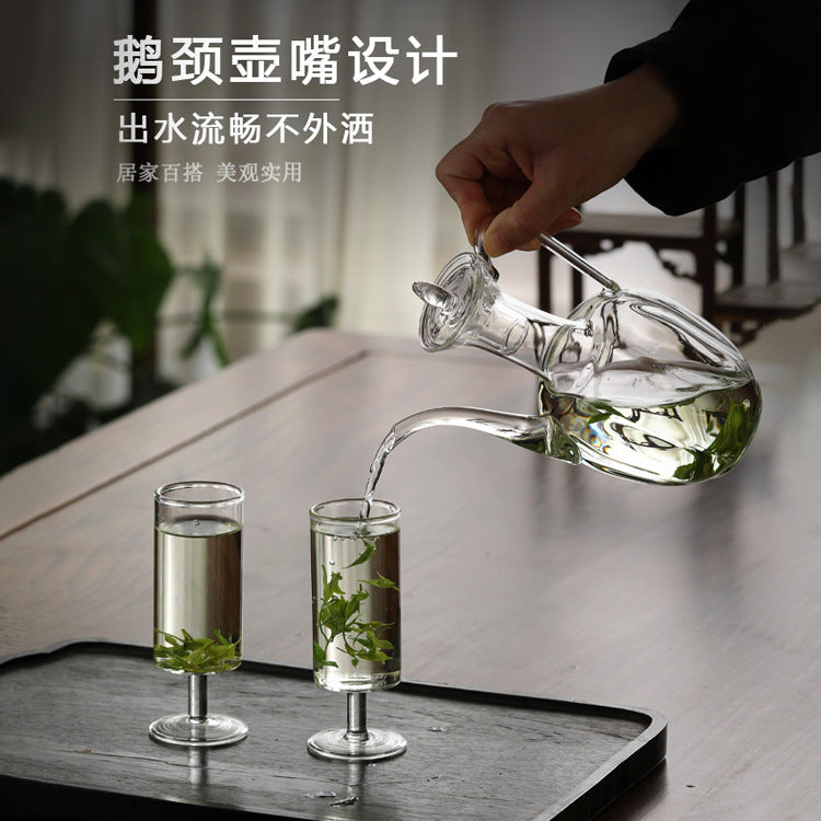 仿宋玻璃执壶贵妃壶 冷热泡茶壶仿古茶壶 高硼硅透明玻璃茶具茶壶