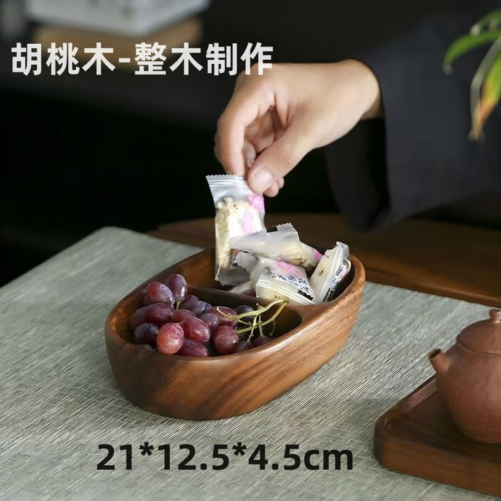 跨境胡桃木日式木托盘定制家用实木糕茶点小圆形盘茶盘餐具盘批发