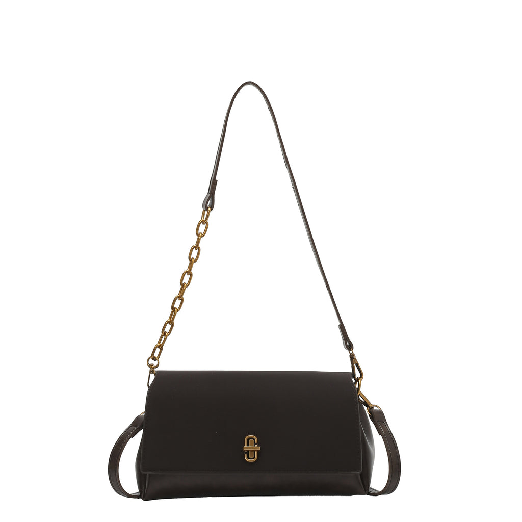 质感锁扣女2025轻奢冬季休闲新款潮流时尚链条复古单肩斜挎小方包