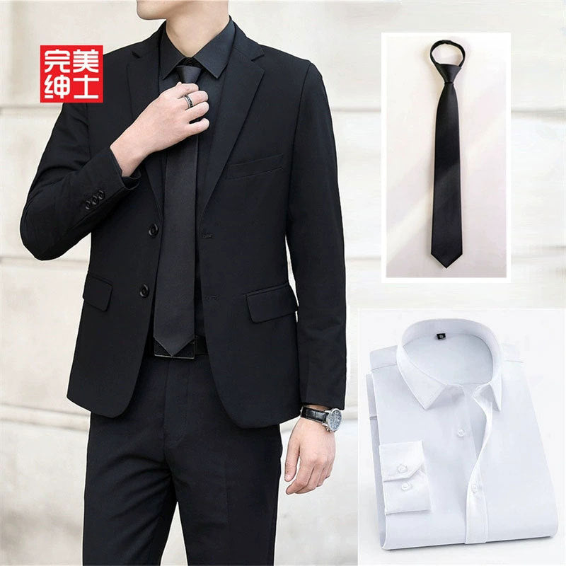 春秋季青年商务西服套装男士西装西裤三件套婚庆礼服新郎伴郎团体