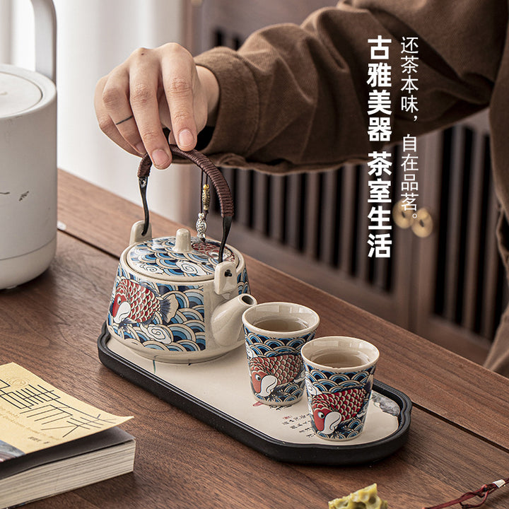 一壶二杯茶具套装家用宿舍酒店餐馆陶瓷功夫茶具泡茶壶茶杯会客