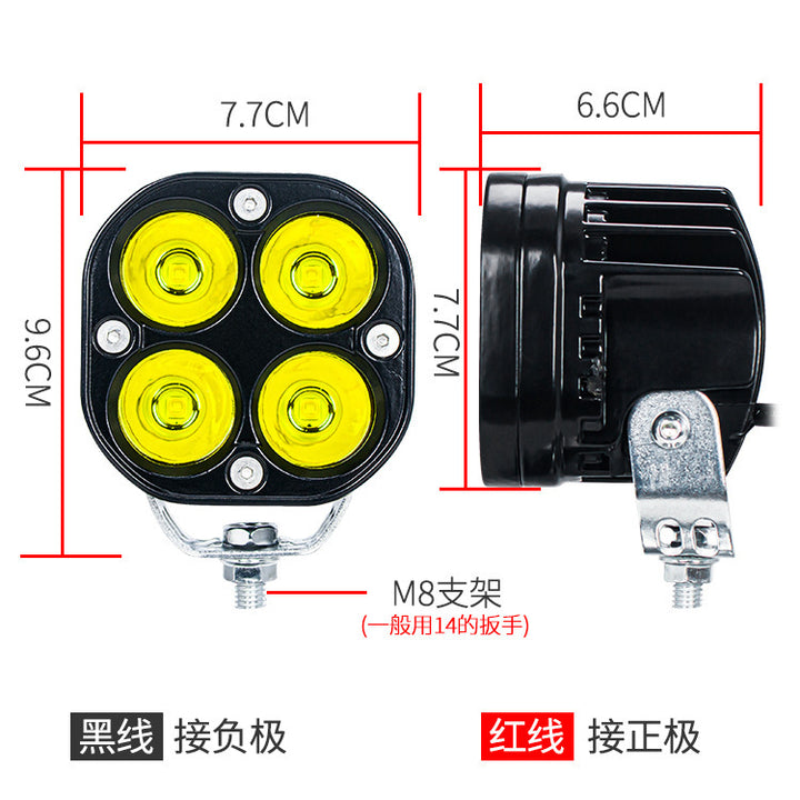 3 Inch Square 4-Leaf Clover __NS 73__ Headlight – Waterproof Off-Road Motorcycle Spotlight
