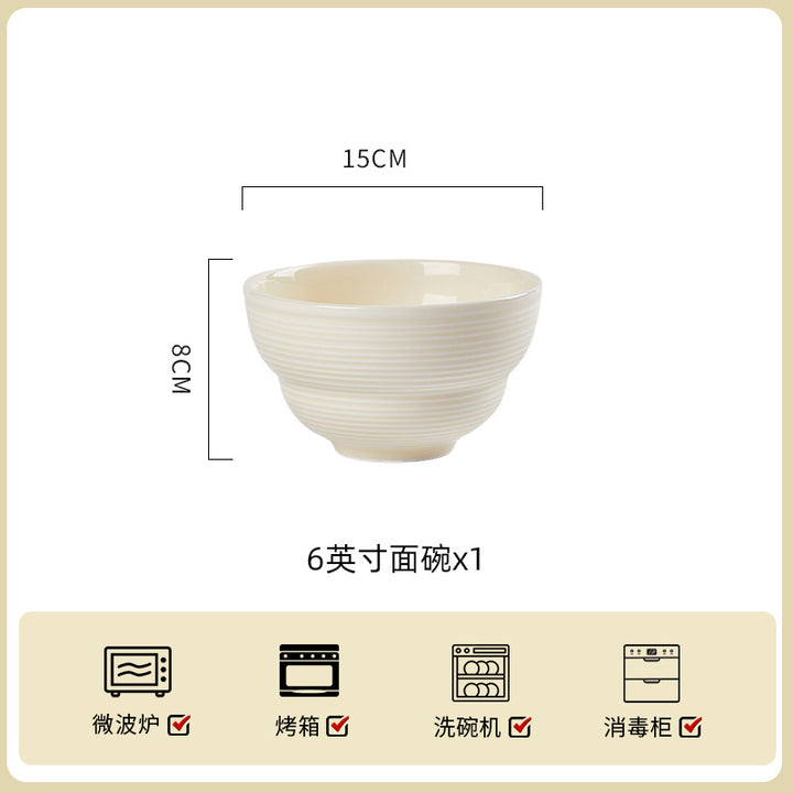 釉下彩奶油风2025新款碗碟套装高级感餐碗盘套装家用陶瓷餐具盘子