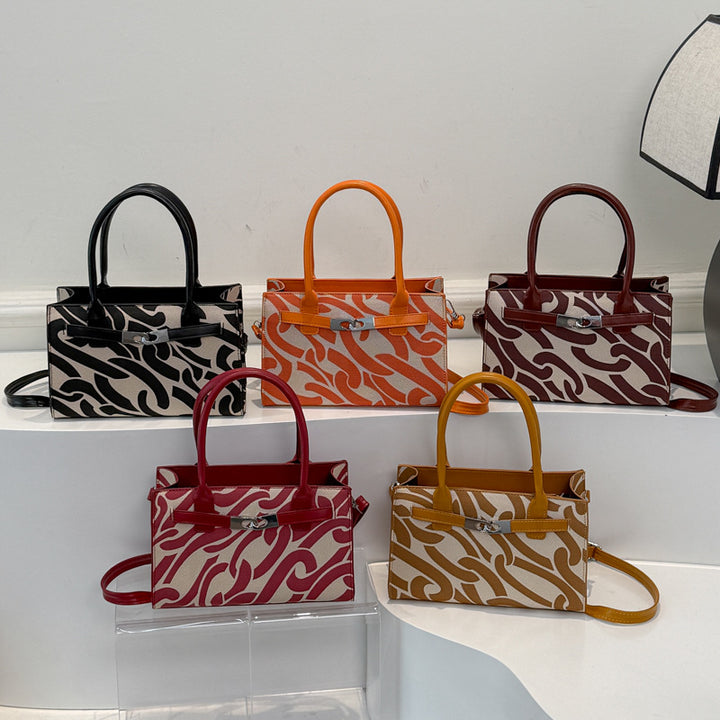 Korean High-End Print Small Square Retro Trendy Handbag – Women's Trendy Fashion Bag