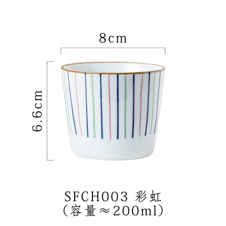三分烧日式青花瓷水杯汤吞杯陶瓷复古功夫品茗杯单杯家用茶杯饮具