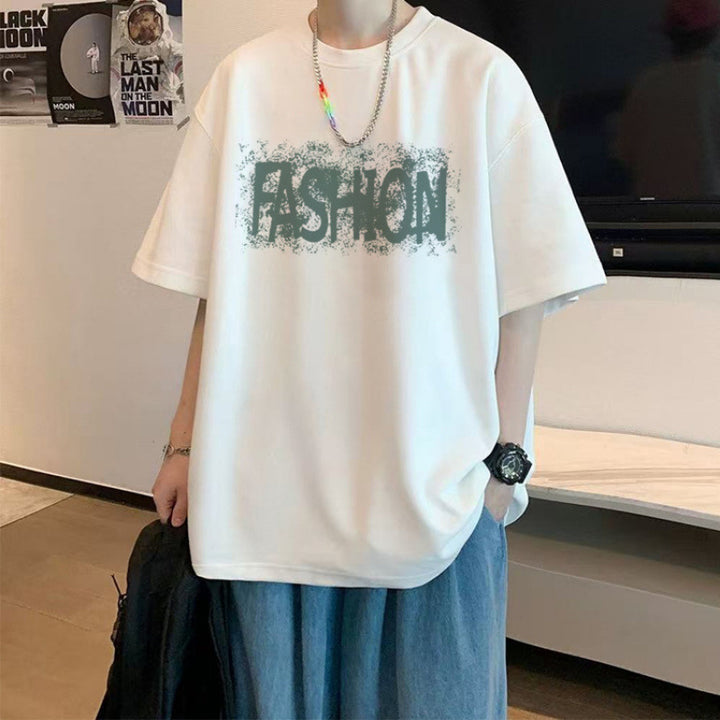 短袖T恤男生美式夏季新款潮牌白色青少年打底衫宽松休闲半袖上衣