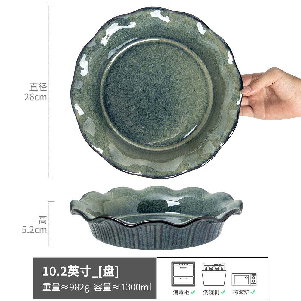 超有意境盘子复古沙拉盘汤菜盘高级感陶瓷碗餐厅商用餐盘家用餐具