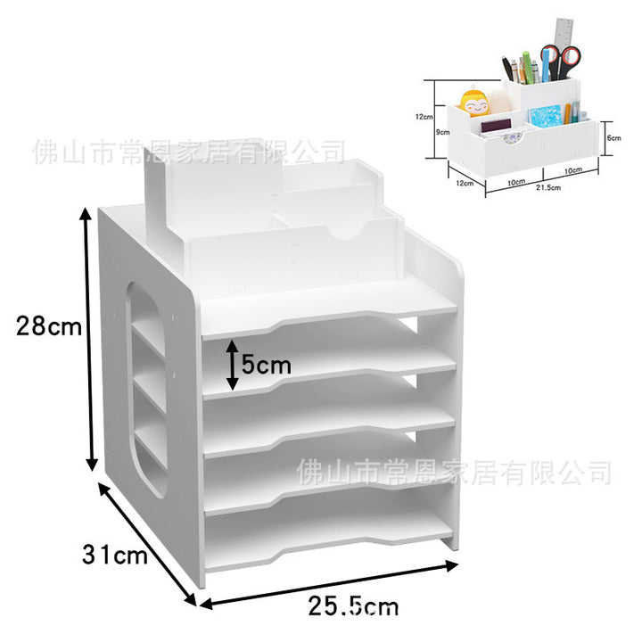 Multi-Layer File Organizer Rack – Desktop Document Sorter for Office Supplies