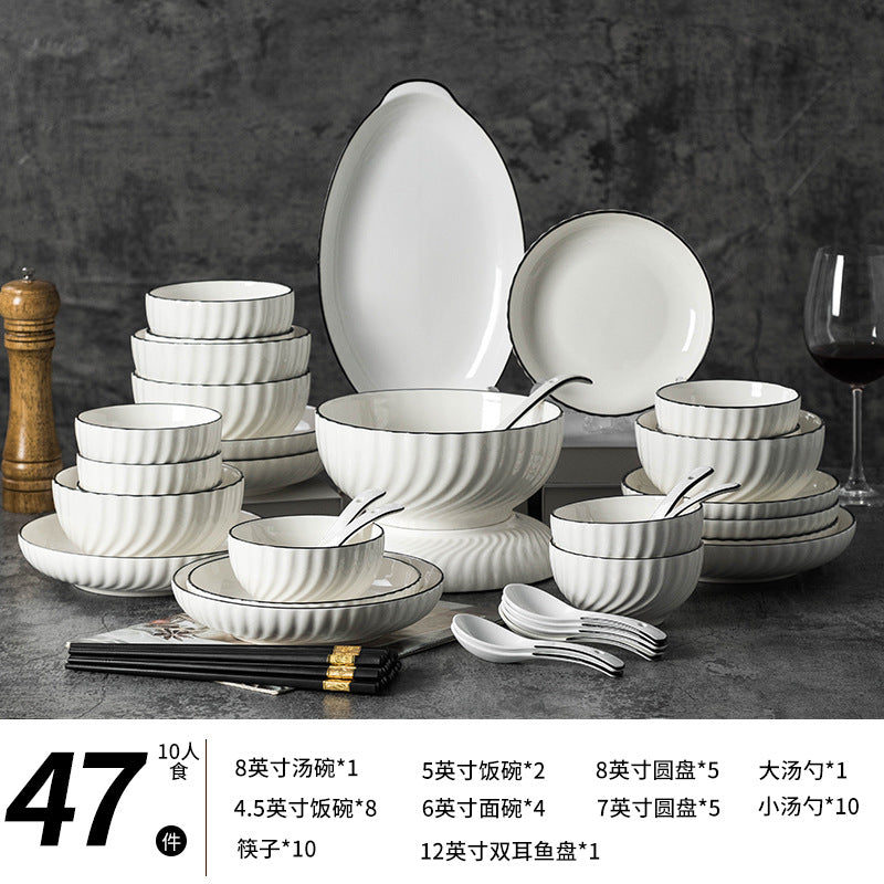 Round Ceramic Bowl & Plate Dinnerware Set – Simple High-End Tableware