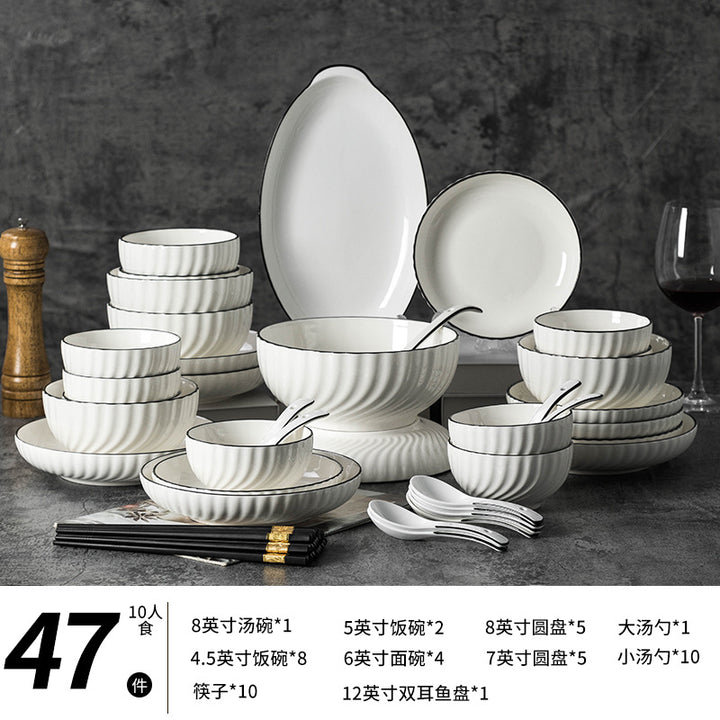 Round Ceramic Bowl & Plate Dinnerware Set – Simple High-End Tableware