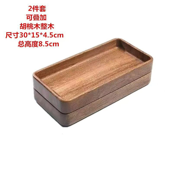 跨境定制胡桃木盘子木质托盘餐盘家用干果盘点心盘方形加厚可堆叠