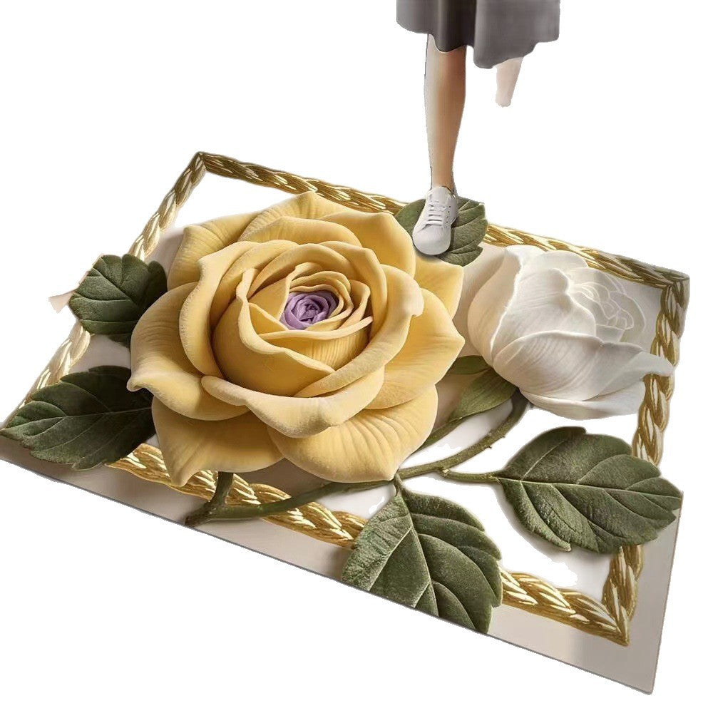 3 DFloral Floor Mat Entryway Durable Stain Resistant Non Slip Foot Mat