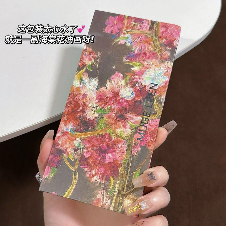 MUGE LEEN新款12色海棠花油画风粉棕眼影盘珠光哑光低饱和大地色