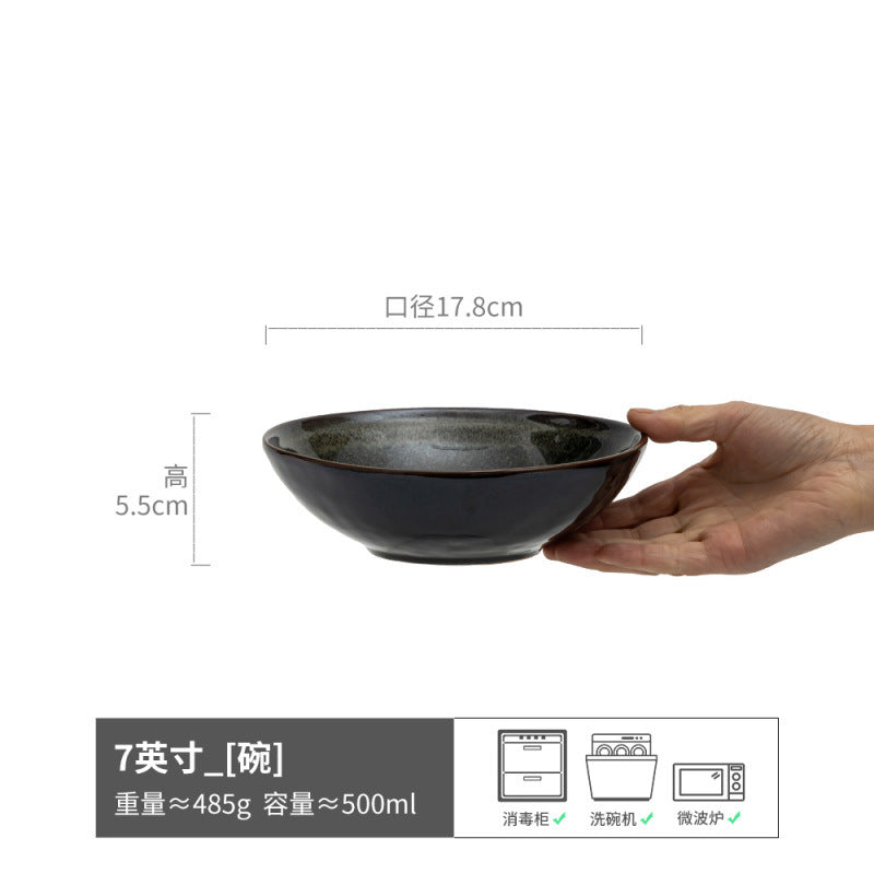 碗合集复古纯色陶瓷汤碗面碗圆形水果沙拉碗家用餐具批发复古菜碗