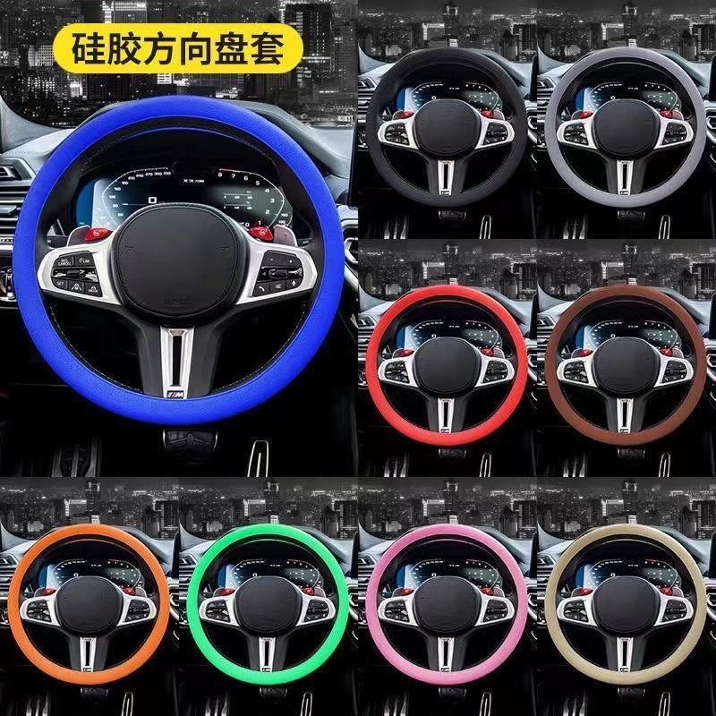 Thin Steering Wheel Cover Non Slip Silicone Silicone All Season Universal Car Summer Grip Cover Unisex Soft