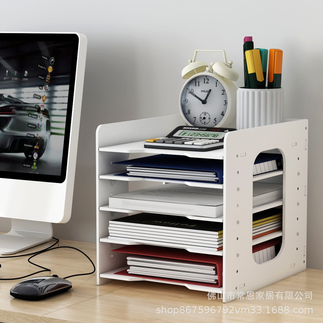 Multi-Layer File Organizer Rack – Desktop Document Sorter for Office Supplies