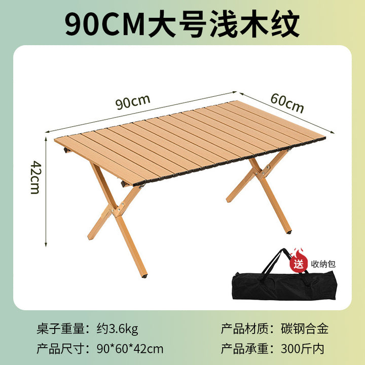 Outdoor Camping Folding Table & Chair Set – Portable Picnic Egg Roll Table Complete Kit