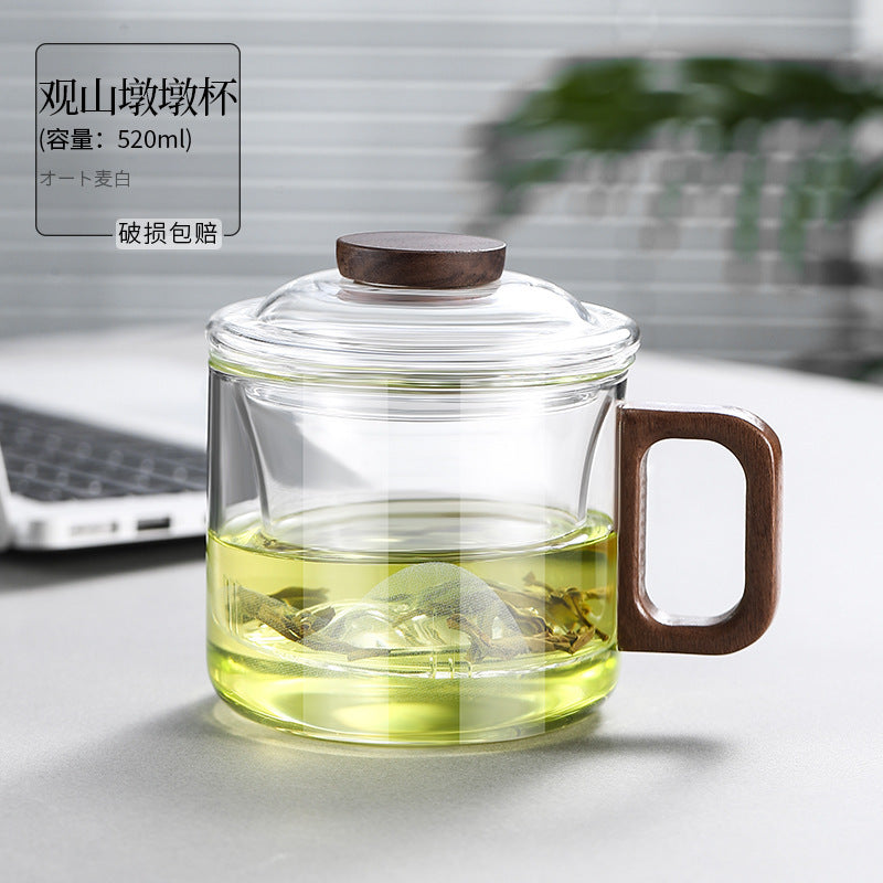 迷你墩墩杯茶杯茶水分离家用玻璃杯办公室花茶杯咖啡杯子可加热