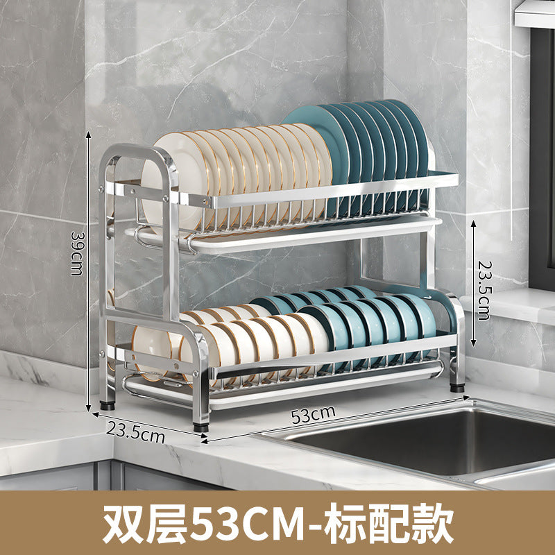 碗盘架子不锈钢厨房碗碟置物架加厚碗筷收纳碗盘架家用碗架沥水架