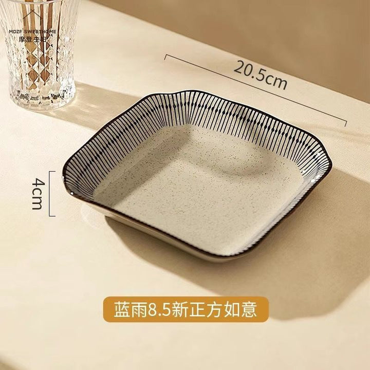 日式复古陶瓷碗碟套装高级感家用饭碗汤碗盘子碗餐具摩登主妇同款