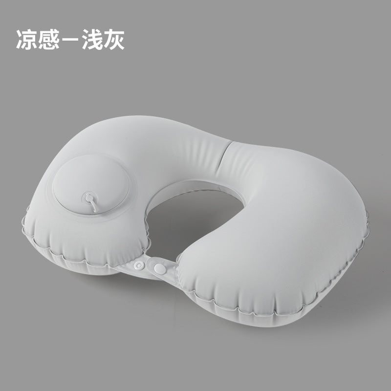 充气枕旅行便携护颈枕按压充气u型枕旅游三宝颈枕可收纳飞机枕