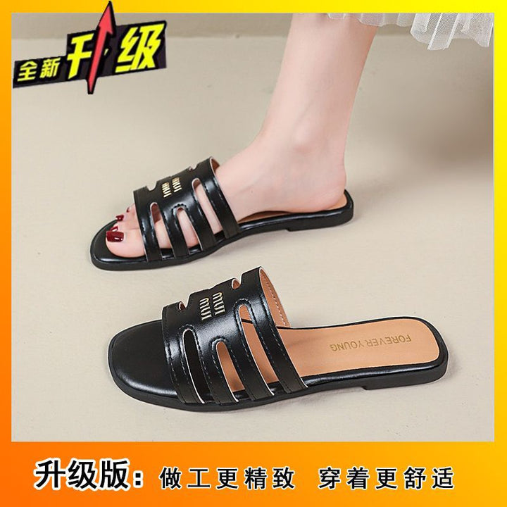 拖鞋女夏外穿高级感2025新款夏季外出凉拖鞋平底防滑配裙子凉鞋
