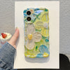 适用iphone17pro手机壳ins蓝光波浪油画花朵个性苹果16防摔保护套