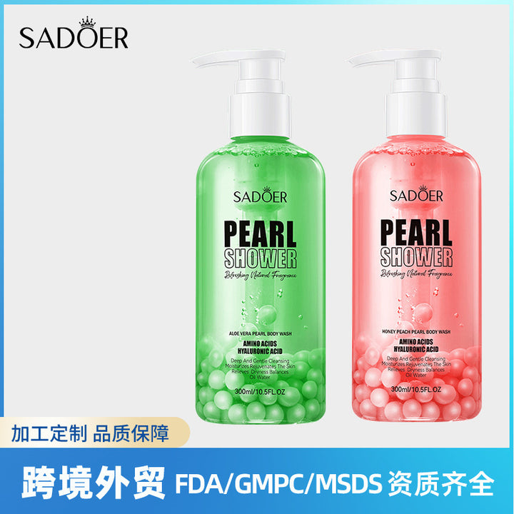 英文SADOER精致珍珠沐浴露Body soap清洁香氛沐浴乳跨境外贸批发