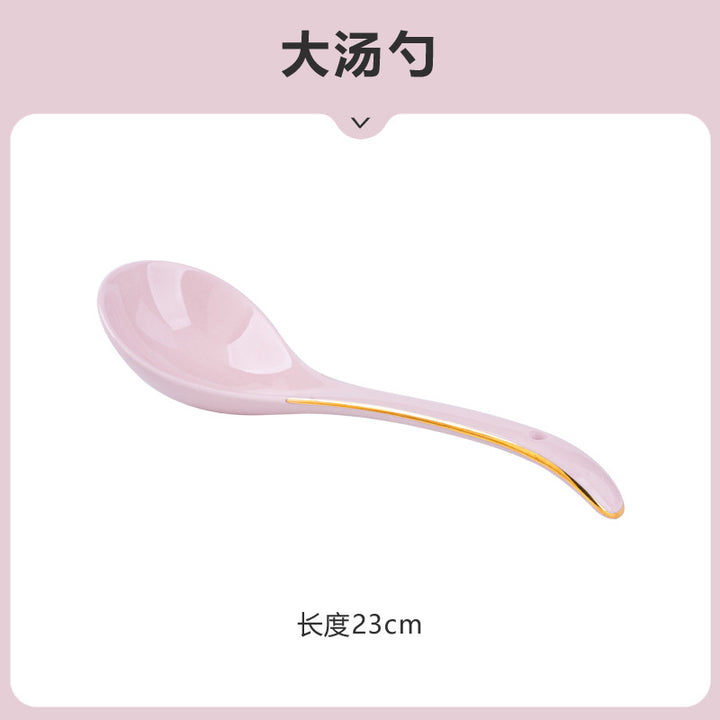 网红高颜值粉色饭碗盘子面碗陶瓷餐具景德镇碗碟套装家用批发自选