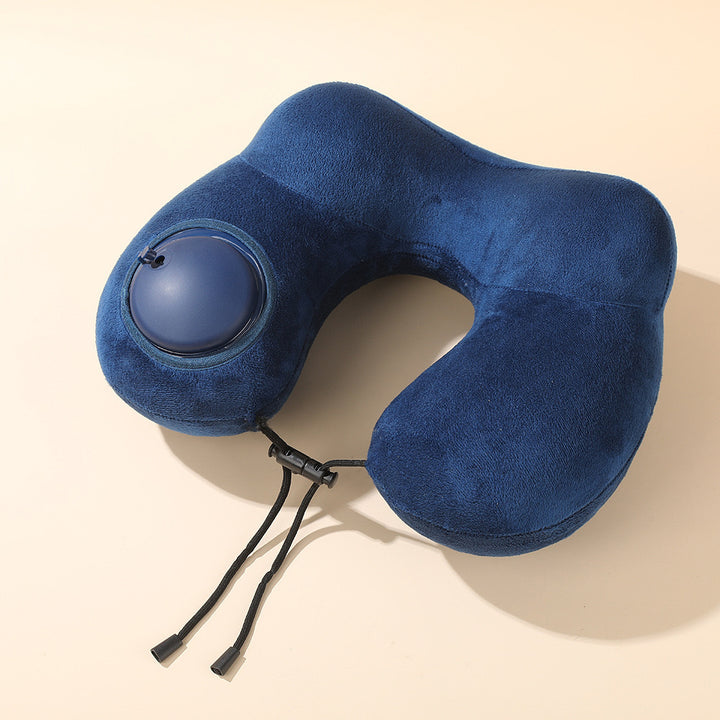 Inflatable U-Shape Double Hump Travel Neck Pillow – Foldable Airplane Office Nap Pillow