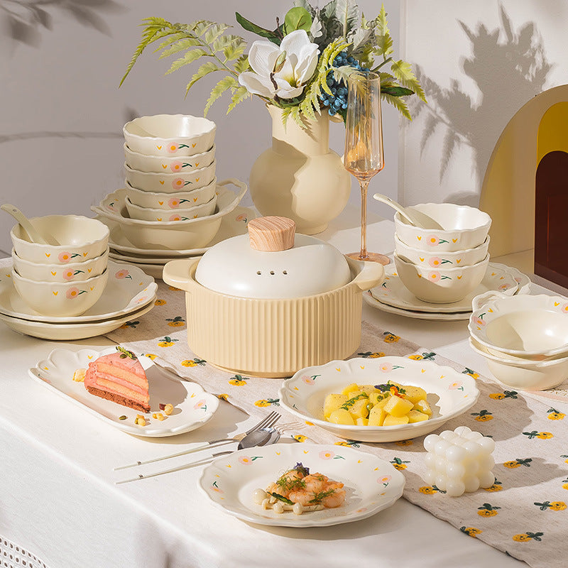 Bowl & Plate Full Set Factory Direct Underglazeins High Temperature Bowl Chopsticks Set Set Porcelain