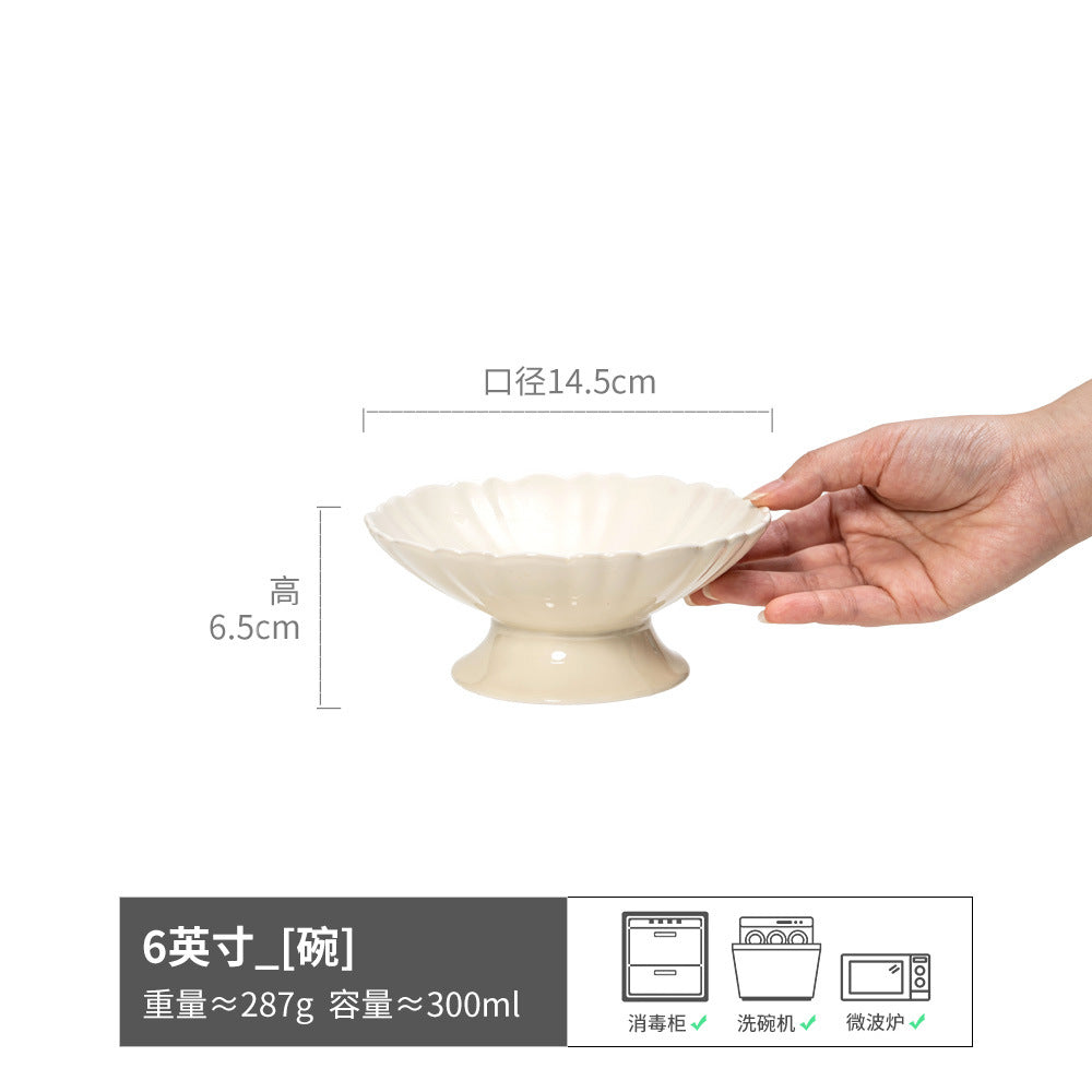 甜品碗轻奢高脚碗家用陶瓷碗批发餐厅精致餐具点心碗冰激凌果盘碗