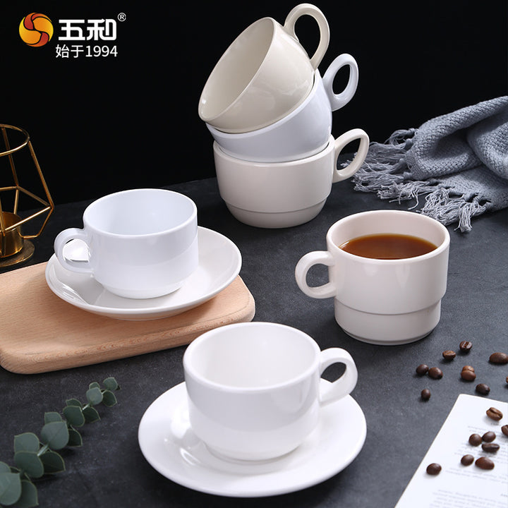 五和密胺欧式咖啡杯套装简约马克杯酒店叠叠杯餐厅茶杯杯子批发