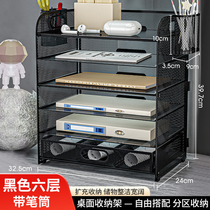 Multi-Tier Office File Rack – Large Capacity Desktop Document Organizer Shelf