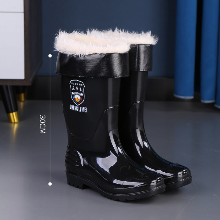 Men's Waterproof Anti-Slip Rain Boots – Thickened Fleece-Lined Work Safety Boots