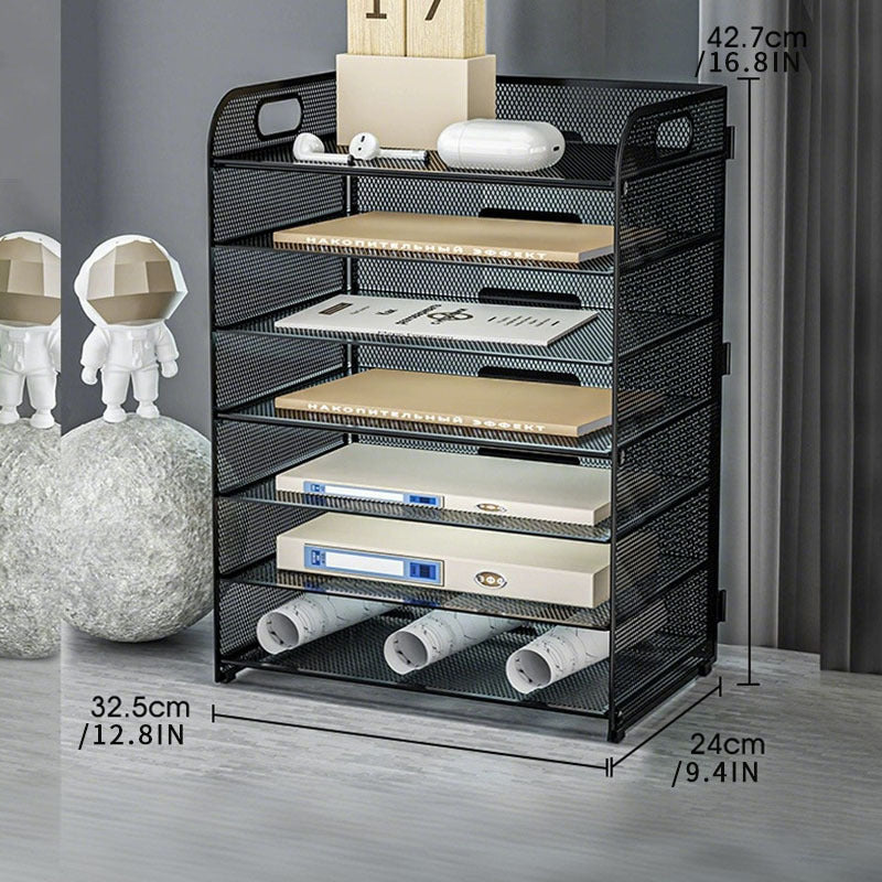 Multi-Tier Office File Rack – Large Capacity Desktop Document Organizer Shelf