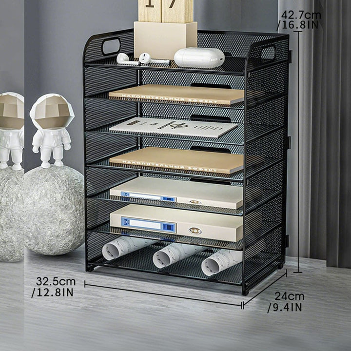 Multi-Tier Office File Rack – Large Capacity Desktop Document Organizer Shelf