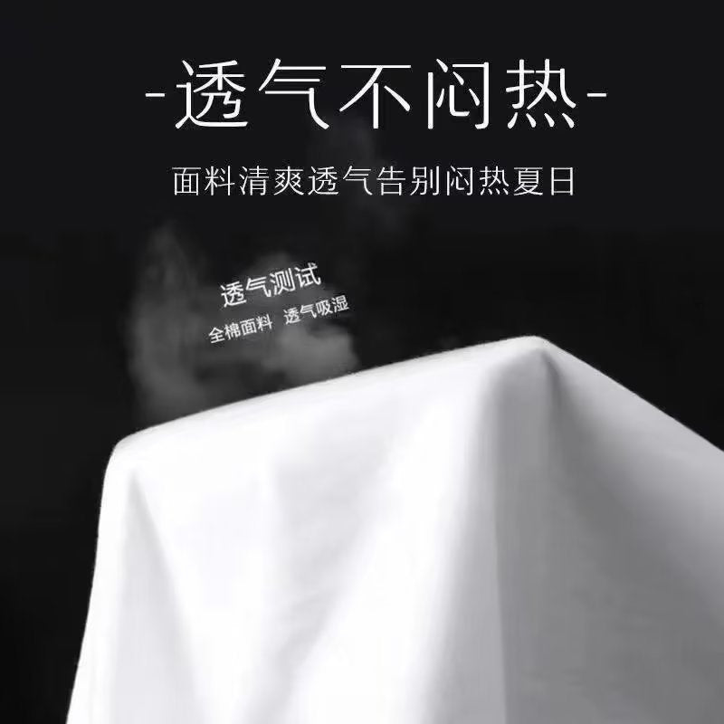 潮流港风短袖恤男韩版休闲夏季五分袖潮牌百搭半袖上衣白色