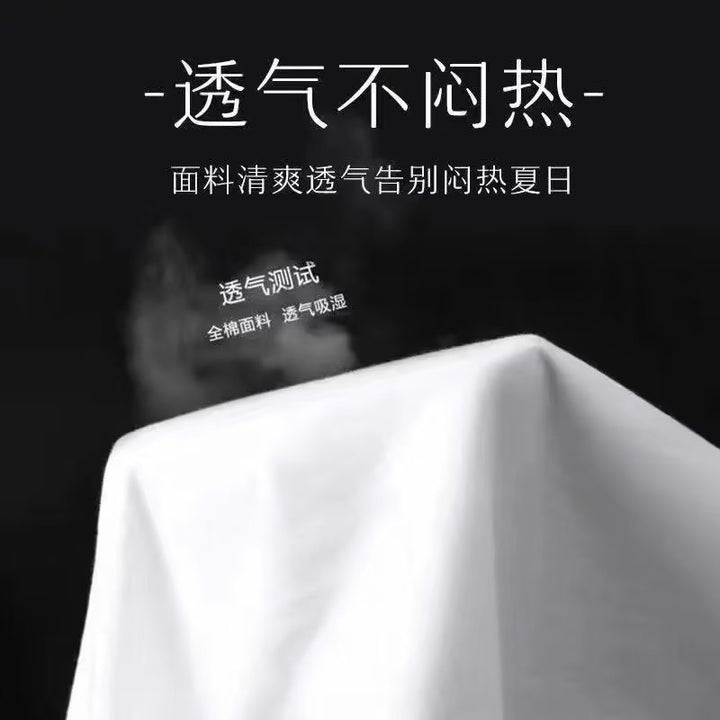 潮流港风短袖恤男韩版休闲夏季五分袖潮牌百搭半袖上衣白色