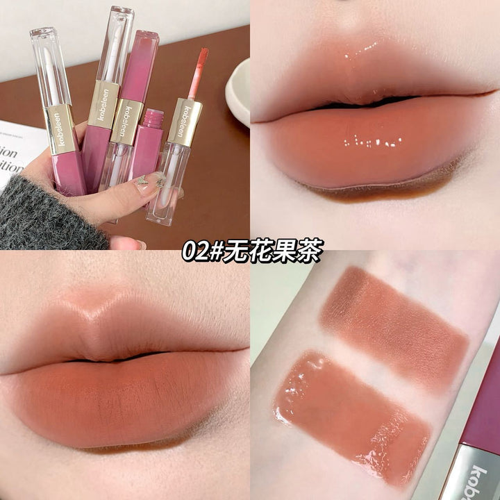 kobeleen双头持色唇釉裸色镜面水光唇蜜唇釉淡妆伪素颜嘟嘟唇口红