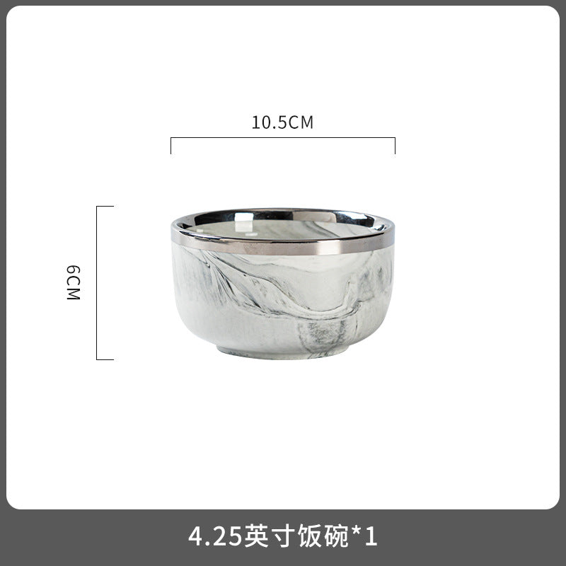 碗盘碗碟餐具套装家用轻奢高级感新款餐具大理石碗筷碗具乔迁礼物