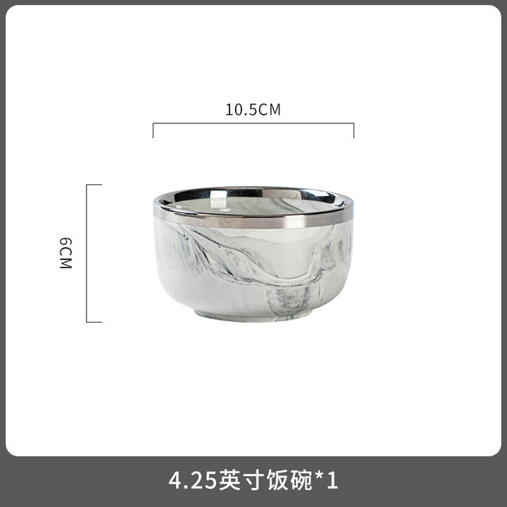 碗盘碗碟餐具套装家用轻奢高级感新款餐具大理石碗筷碗具乔迁礼物