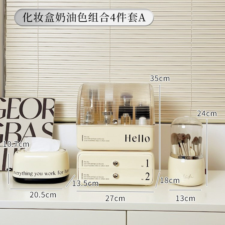 化妆品收纳盒梳妆台护肤防尘桌面亚克力高级感香水大容量整理箱架